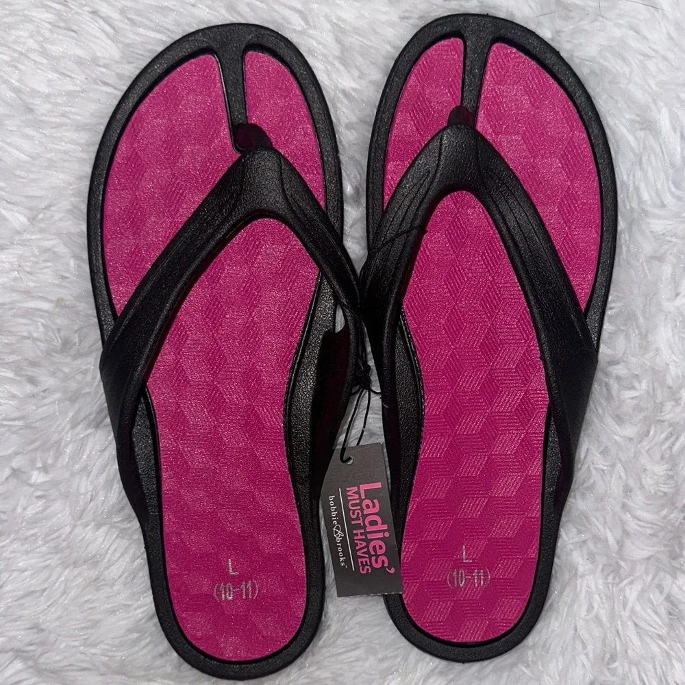 Black and Pink Flip Flops